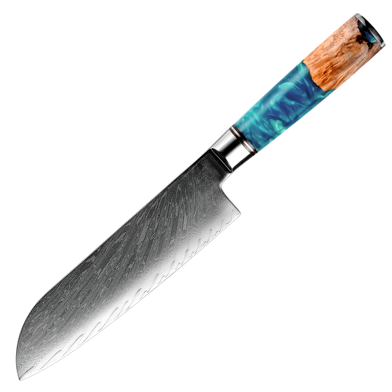 Couteau Santoku bleu de 6,7 pouces