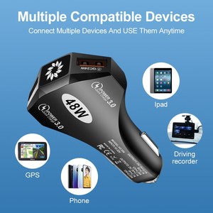 CE ROHS FCC 48w çift bağlantı noktaları hızlı araba şarjı şarj Qc 3.0 çift bağlantı hızlı şarj Usb araç şarj için Apple için Samsung - Product Image 5