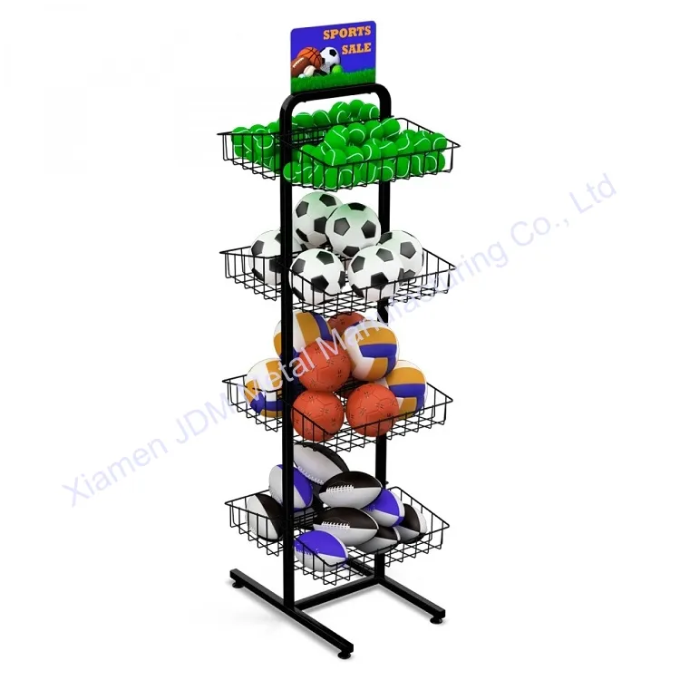 Support multicouche personnalisé en acier OEM pour ballons de football magasin d'affichage supports de basket-ball suivez votre conception