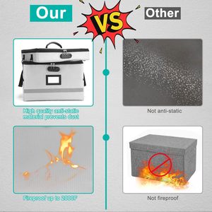 Feuerfeste 2-lagige tragbare Dokumenten-Organizer-Box mit Griff Feuerfeste Datei-Box für Home Office File Organizer-Aufbewahrung sbox