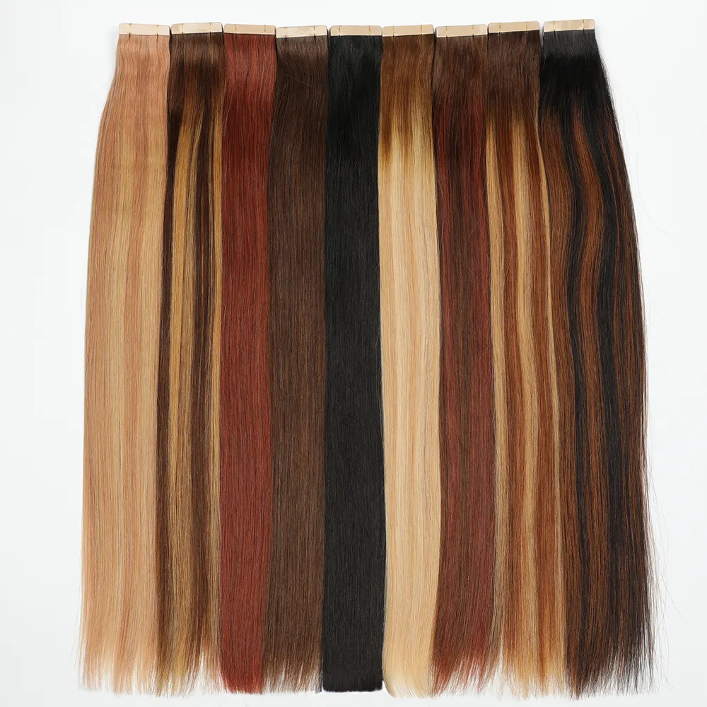 Klebeband in Haar verlängerungen menschliches Haar Double Drawn Machine Remy Indean Glattes Haar Austauschbares Klebeband 14 " - 24"