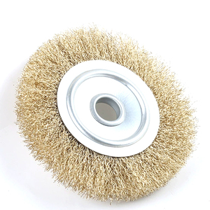 150*22mm Huirong Wholesale <strong>Brass</strong> Coated Steel <strong>Wire</strong> <strong>Wheel</strong> <strong>Brush</strong> Surface <strong>Polishing</strong> <strong>Wire</strong> <strong>Wheel</strong> <strong>Brush</strong>