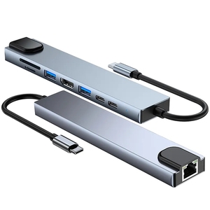 8合1 USB C坞站MST双屏显示高清电视集线器适配器USB 3.0接口笔记本电脑坞站，带库存状态 - Product Image 1