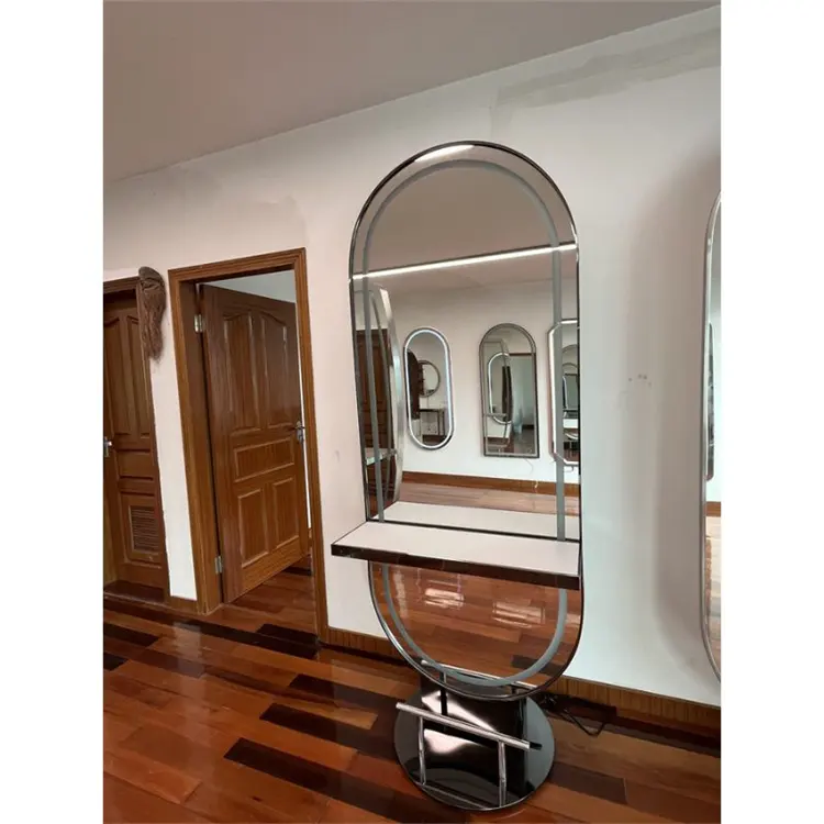 Espejos de doble cara para salones Beauty Mounted Round 3 2016 Luz moderna Peluquería de 2 caras con pared Led para espejo de peluquería