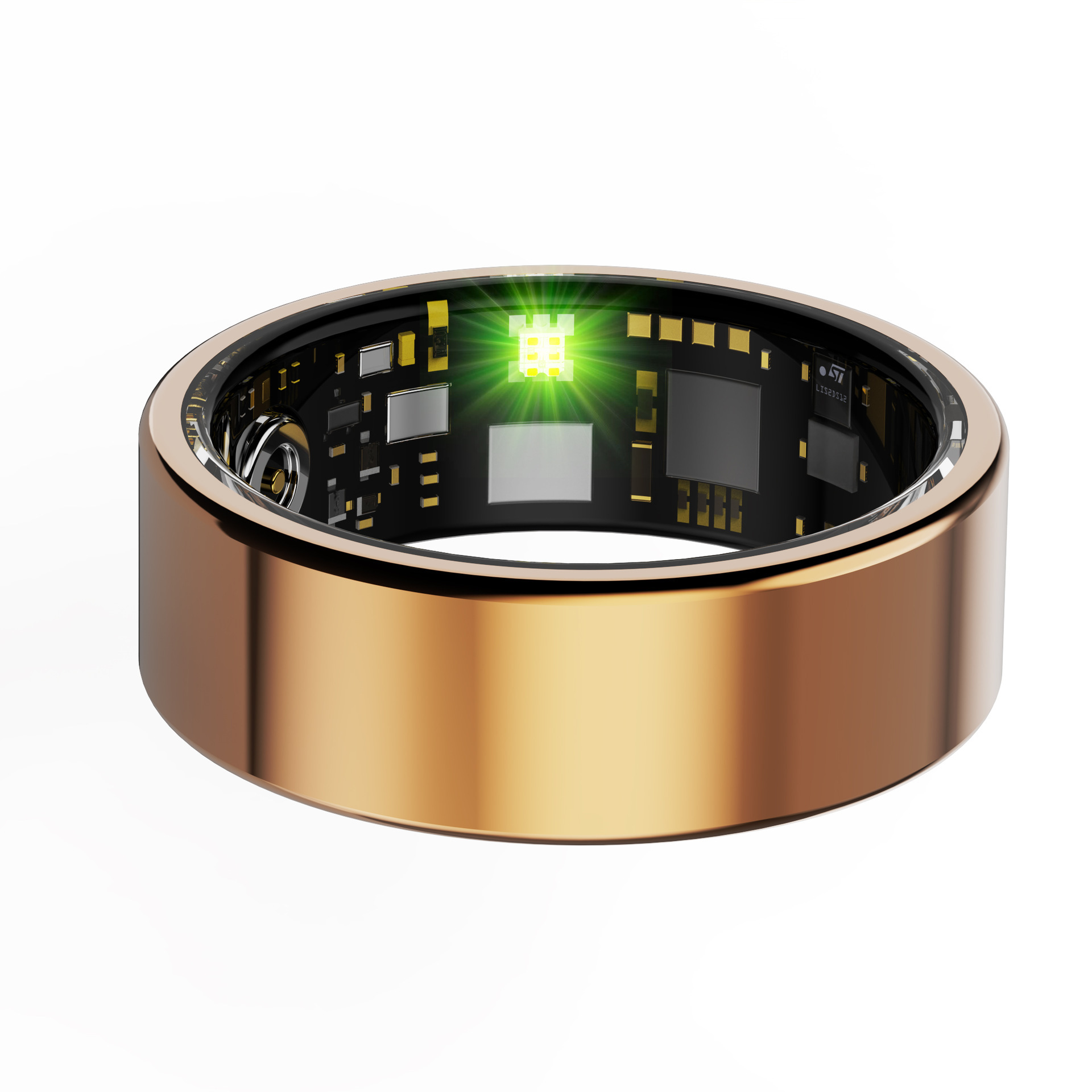 Smart ring with gold magnetic charging cable, size 6