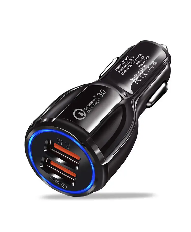 qc3.0 fast charging car charger mini dual usb port pd qc 3.0 car charger for cell phone