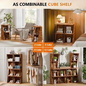 4 Tier Rustic Metal Wooden Desktop Rack Narrow Standing DIY <strong>Stackable</strong> <strong>Cube</strong> Storage Shelves for Living Room <strong>Display</strong> Shelf