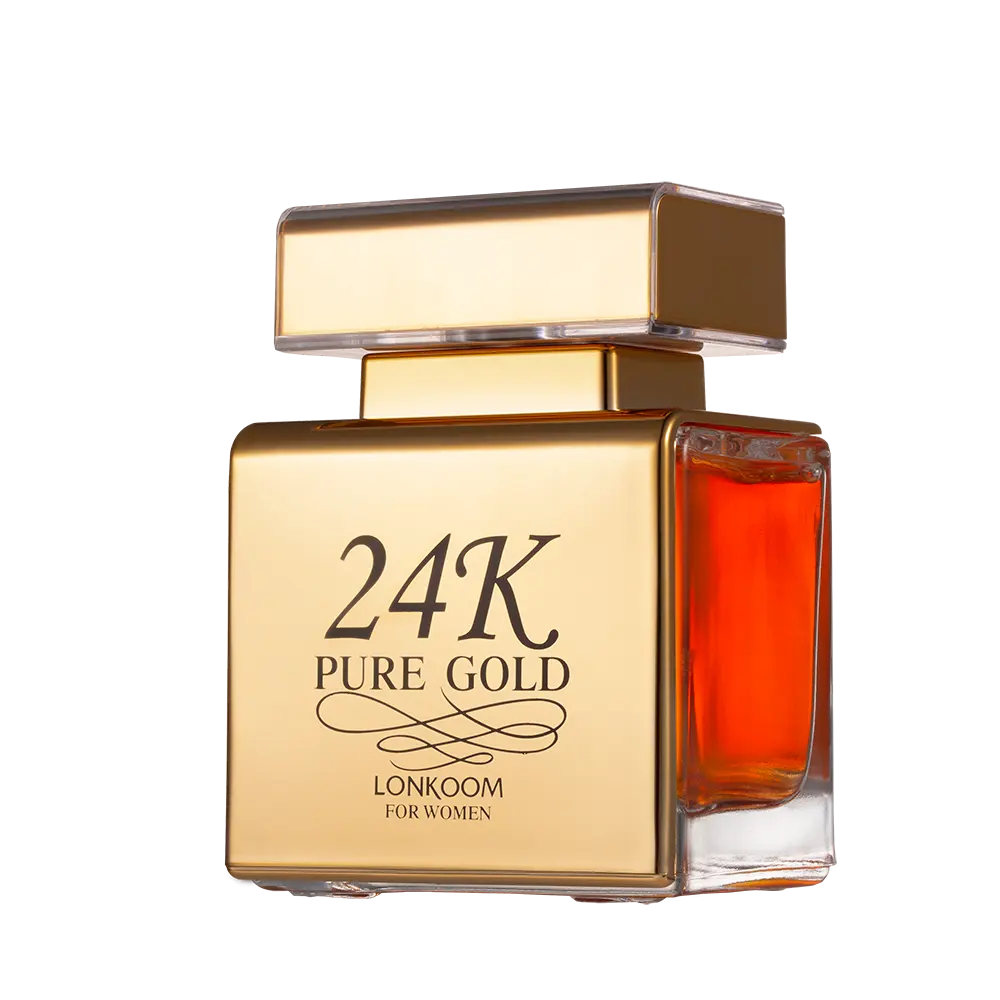 Perfume profesional de fábrica más vendido Perfume personalizado logotipo privado LONKOOM 24K perfume de oro puro para las mujeres