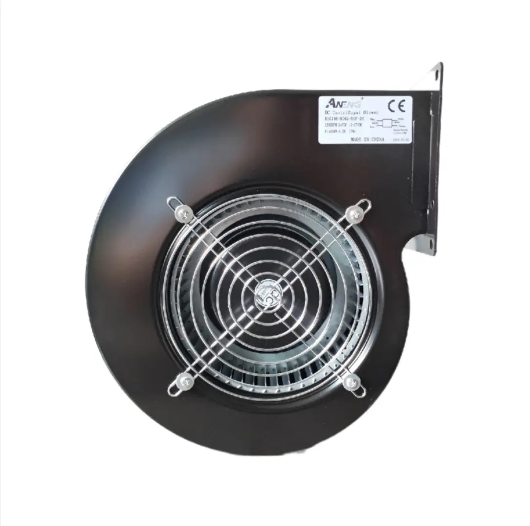 24V 48V DC ventilateur de refroidissement sans balais ventilateur incurvé avant 146*62mm boîtier d'escargot lames métalliques en acier AC/EC portant des ventilateurs centrifuges