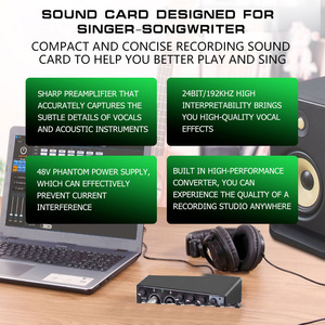 <strong>Audio</strong> Interface 4 Channel XLR <strong>Inputs</strong> Digital Portable 48V <strong>Microphone</strong> Studio Sound Card for PC Studio Recording For 24bit/192khz