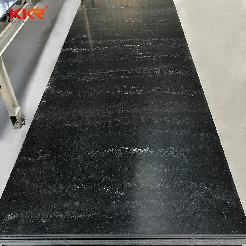 Popular China Factory Produced White Vein Black Texture 12mm Acrylic Solid Surface For Countertops