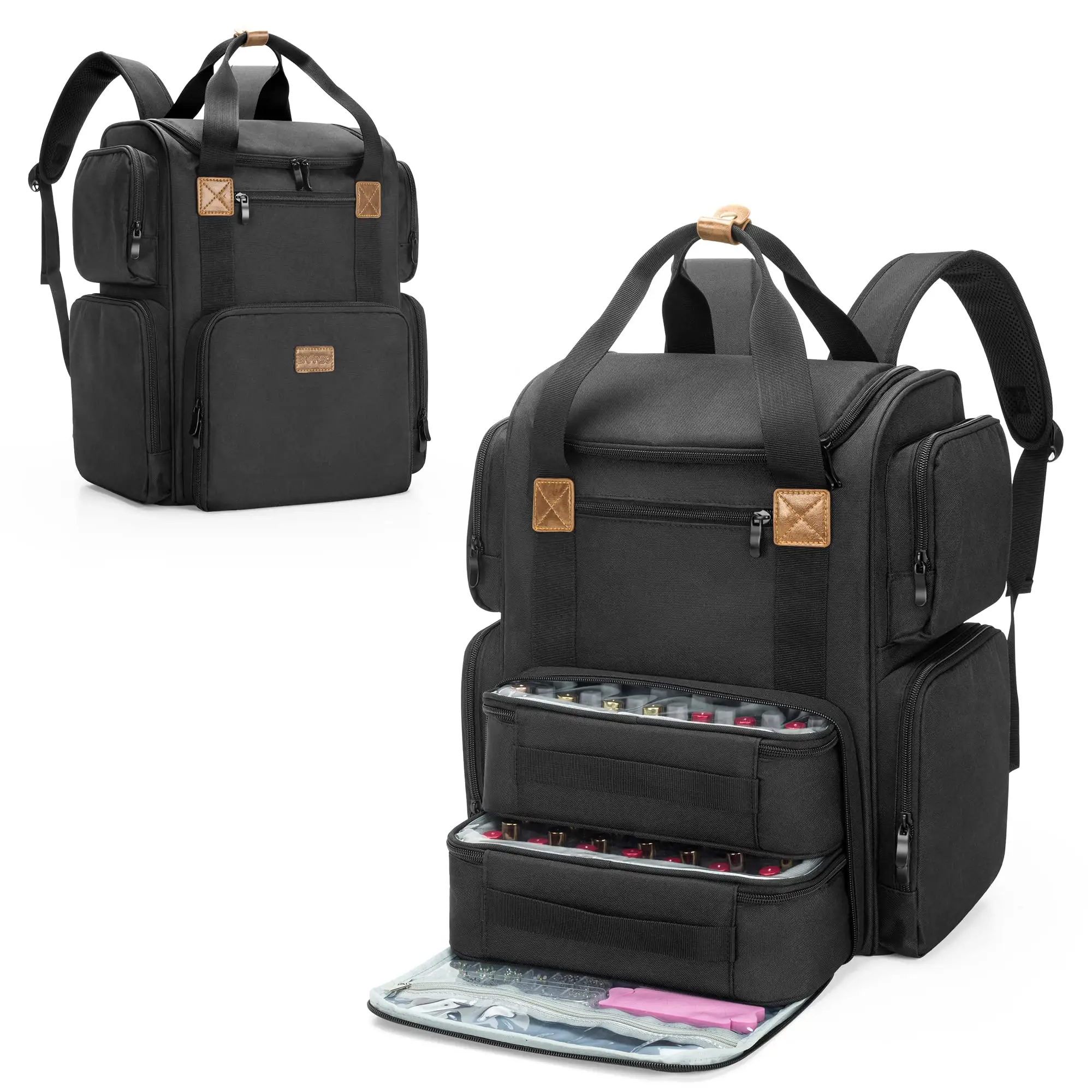 Multifunctionele Make-Up Nagellak Organizer Tas 2 Verwijderbare Zakjes Opbergtas Technicus Manicure Tools Rugzak