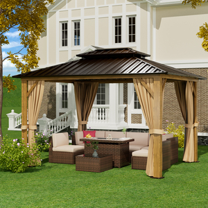 10' X 12' Hardtop Metal Grain <strong>Gazebo</strong> Double Roof Vertical <strong>Line</strong> Design PVC Aluminum Frame Arch Pergola Pavilion <strong>Gazebo</strong> Hybrid - Product Image 1