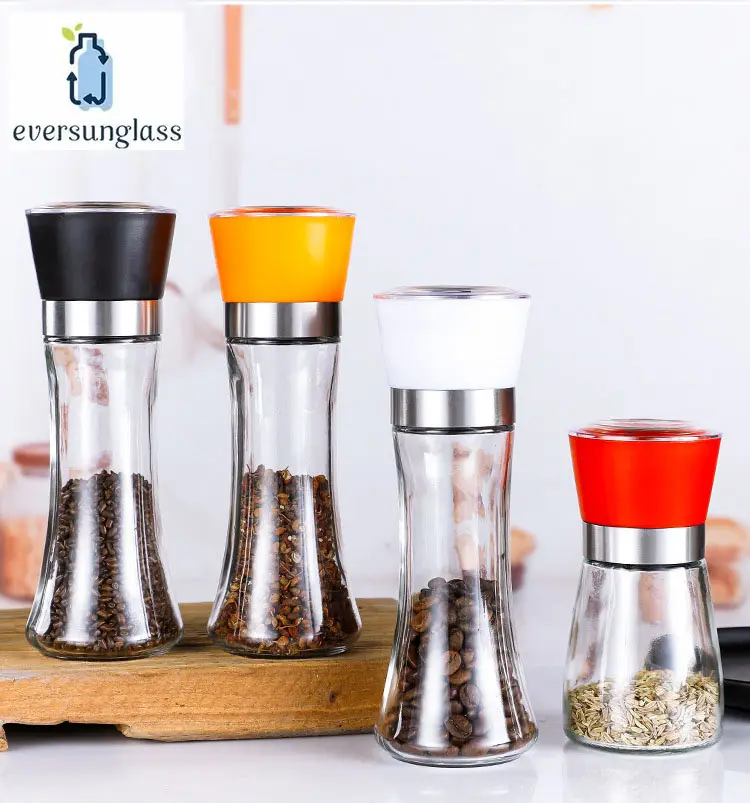 304 Sea salt pepper kitchen household glass seasoning bottle grinding bottle manual stainless steel pepper grinder
