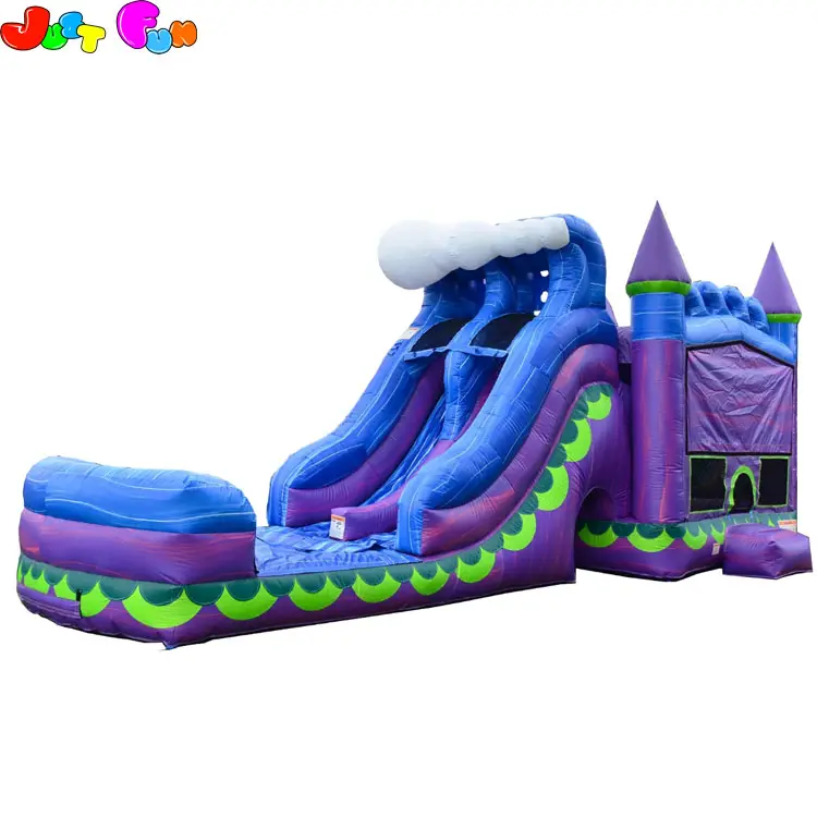 Ungu Inflatable Indah Bouncy Puri dengan Slide Inflatable Combo untuk Komersial dan Rental Partai