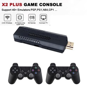 新しいアップグレードX2PLUSゲームスティック3DレトロビデオゲームコンソールワイヤレスコントローラーHDTV出力40000ゲームPSP/PS1/MAM用40エミュレーター