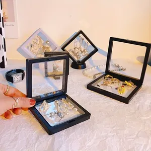 Caja flotante de película Pe <span class=keywords><strong>3D</strong></span> colorida personalizada, soporte de caja de exhibición, caja de joyería flotante de regalo de plástico