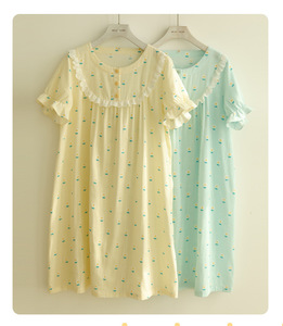批发夏季简约可爱纯棉女式睡衣连衣裙 - Product Image 6