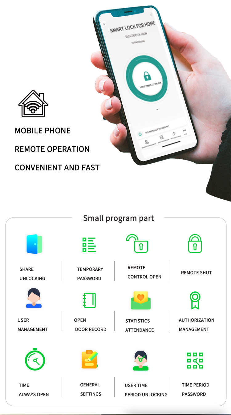 intelligent house smart lock glass applet fingerprint Customizable digital lock ttlock or tuya safety smart lock guangdong smart