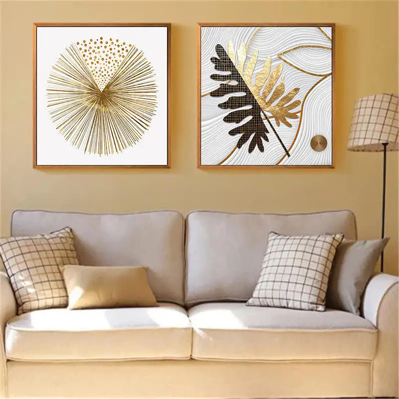 Pintura em tela de arte abstrata moderna para decoração de paredes, desenho de geometria com bolinhas, decoração de paredes para sala de estar, sem moldura