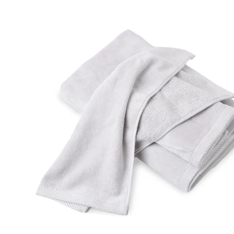 Juego de toallas de baño 100% algodón, Color sólido, 520gsm, gris claro, listo para enviar