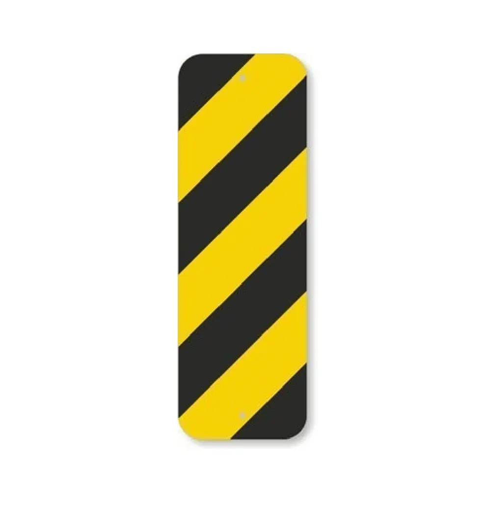 Signo de Chevron "Indicador de objeto", 08 "x 24" 3M, aluminio reflectante de alta intensidad, negro sobre amarillo, muestra gratis