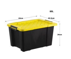 DB SL60重厚収納スタックネスト回転式トートビンプラスチック製蓋なし60L長方形固体壁大型ボックス - Product Image 2