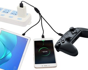 25厘米通用串行总线2.0 a型公到3微型通用串行总线5针公分路器Y数据同步和充电连接器适配器电缆，适用于安卓 - Product Image 3
