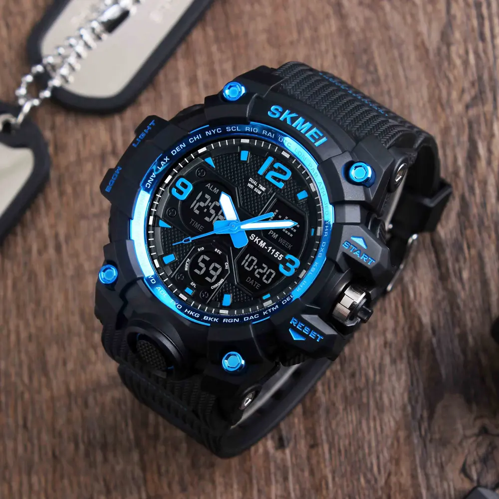 Самые популярные элегантные спортивные часы skmei 1155, аналоговые цифровые часы для мужчин