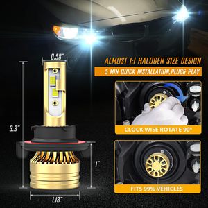 Chevy Cruze 2011-2015 LED ışık ampuller için Combo, 9008 yüksek düşük LED ve H8 sis ampuller, 6000K beyaz, 11000lm, 1 paket = 4 adet - Product Image 2