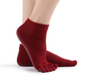 Chaussettes de yoga en coton à cinq doigts Chaussettes de sport élastiques à cinq doigts Chaussettes antidérapantes en silicone