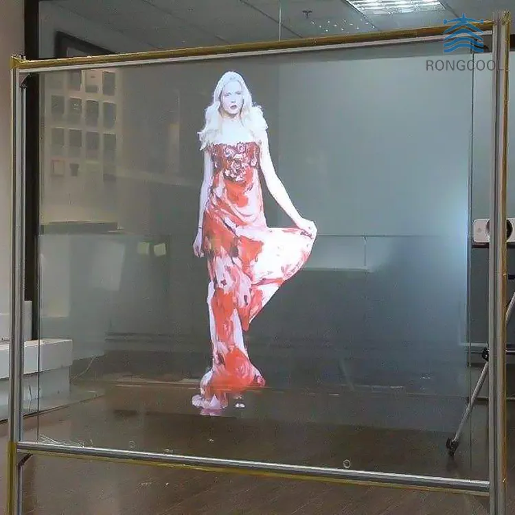 RCH Seri Hologram Holographic Belakang Perekat Proyeksi 3d Layar Film untuk Jendela Toko Display Exhibition