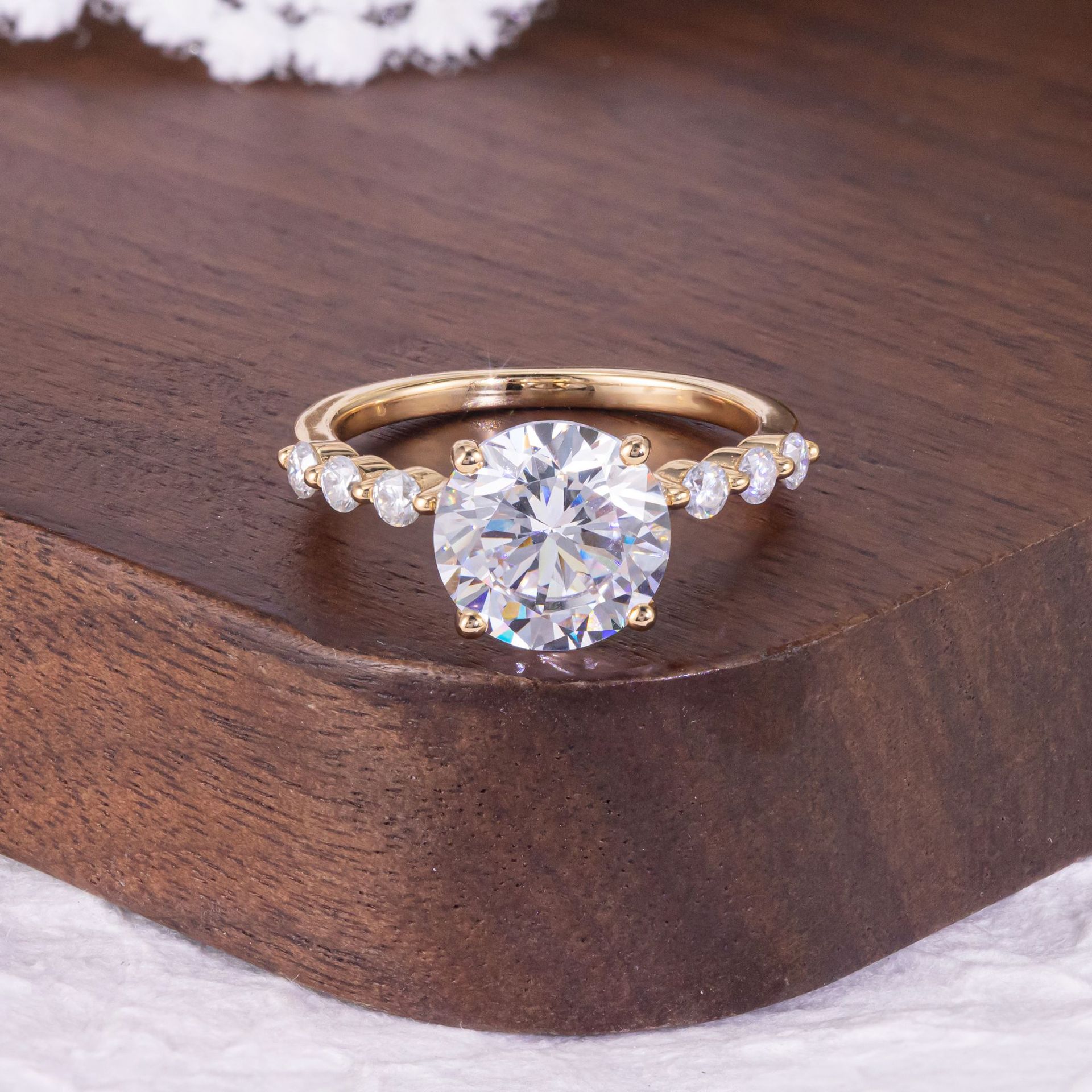 Bague ronde en moissanite de 3 carats