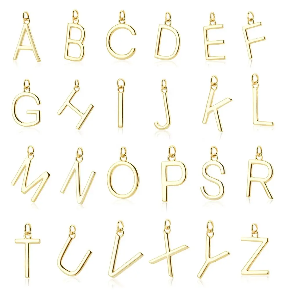 FUAMAY bayanlar moda kolye takı tasarımcısı 26 A Z harfi kolye uçları için DIY bilezikler, altın kaplama alfabe takılar