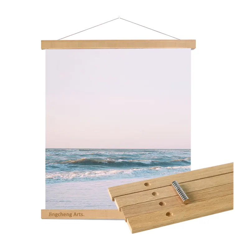 Top Quality A4 teak magnetic wood poster hanger frame hanger picture photo hanging frame For Wall Decor