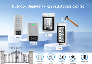 Wasserdichtes IP66-Dual-Relais-Tastatur-Zugangskontrollsystem, 12 ~ 28V AC/DC 125kHz Proximity EM-Karten zugriffs kontrolle für 2 Türen - Product Image 2