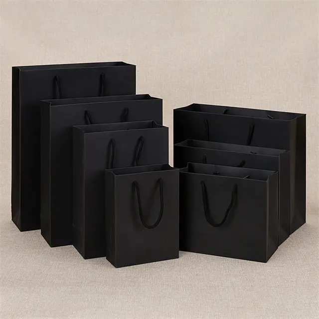 Großhandel benutzerdefiniert gedruckt schwarze luxuriöse einkaufen-geschenk-papiertüte mit griff und luxuriöse papiertüten mit ihrem eigenen logo