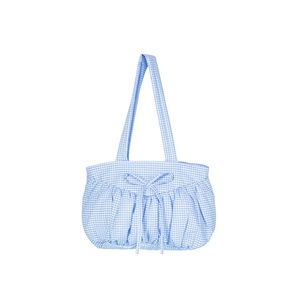 Dễ Thương Thời Trang Gingham Puffy Souffle Túi Người Phụ Nữ Bông Nóc Du Lịch Dây Kéo Tote Túi Cho Cô Gái Rô Ruffle Vai Túi - Product Image 1