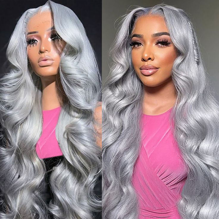 remy hair body wave wig-gray