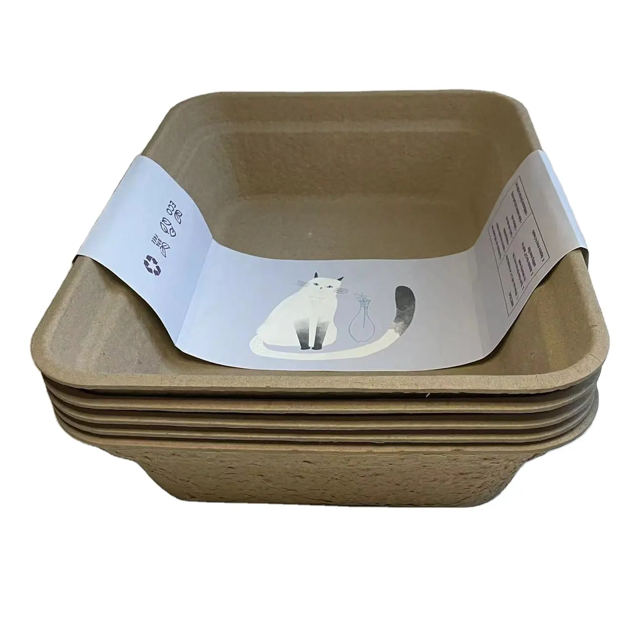 Fournisseur en gros de la chine, boîte de moule de pâte à papier recyclable jetable, bac à litière pour chat, boîte à litière pour chat