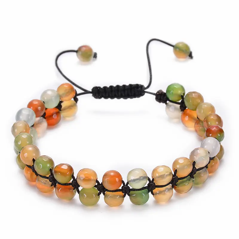 fashion Indian agate double-layer bead bracelet woven with natural cut agate bracelet jewelry