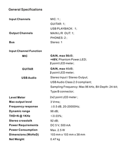 Professional Audio Interface <span class=keywords><strong>Mixer</strong></span> 24 BIT Sound card With 48V Phantom Power