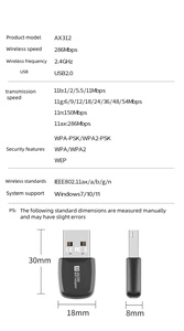 WiFi 6 driver free scheda di rete wireless 286M desktop computer USB ricevitore wireless esterno AP trasmettitore hotspot - Product Image 6