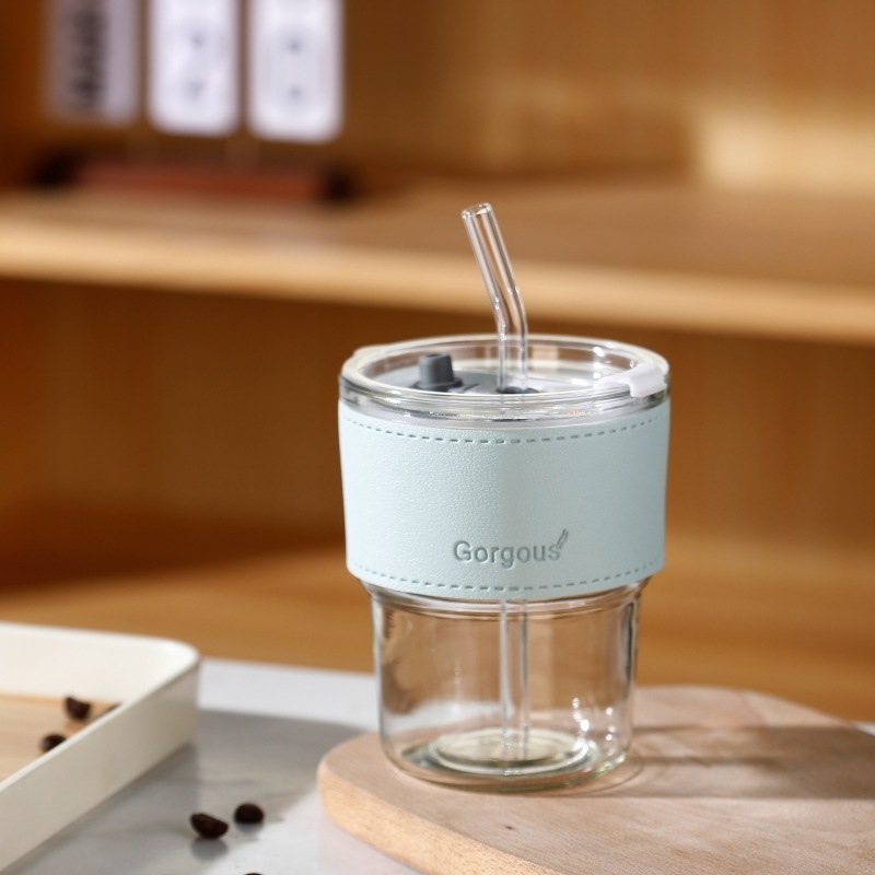 Blue Cup+Cup sleeve + Straw