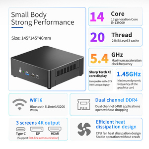 Compatible con Windows 10 11 computadora de escritorio Core i5 12450H i7 12650H 13700H i9 12900H 13900H 12th 13gen DDR4 WiFi6 PC mini computadora - Product Image 3