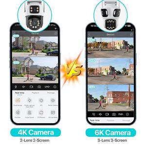 Cámara IP PTZ iCsee 3 lentes tres pantallas al aire libre 8MP 4K HD Ai WiFi cámara de seguridad Color visión nocturna Cámara CCTV inalámbrica