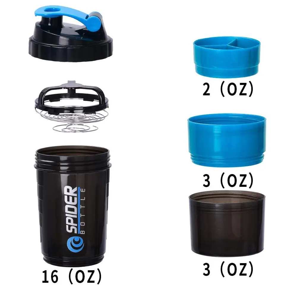 Bouteilles de shaker de protéines Gym Running Sports Bouteille d'eau en plastique avec boule mélangeur