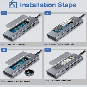 คุณภาพสูง8 in 1 USB Type -C มัลติฟังก์ชั่น (ตัวอ่านการ์ด SD/TF 3.0 USB M.2 SATA) ฮับ USB - Product Image 3