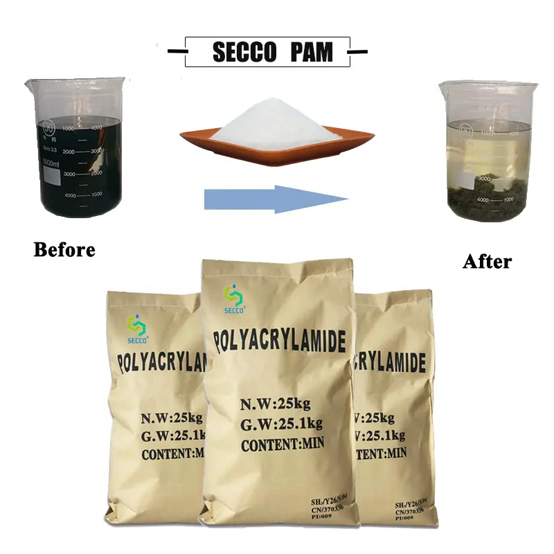 Bubuk putih flockculation polimer polyacrylamide pam nonionic anionic cationic polyacrylamide untuk pengolahan air tawar