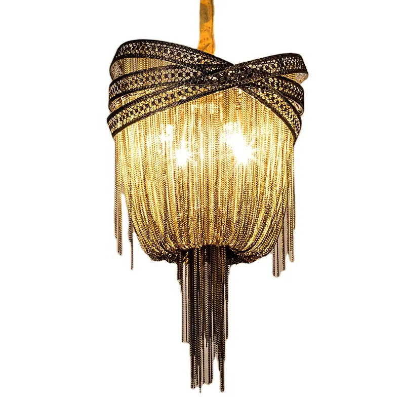 Alluminio MEEROSEE Italiano Lampadario Light Fixture Catena in Bronzo Lustre Hanging Sospensione Lampada Nappa MD50086209